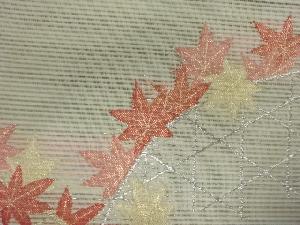 アンティーク　絽綴れ紅葉模様織出し名古屋帯